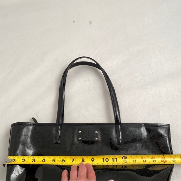Kate Spade black perforated design patent leather Harmony Metro Tote - Picture 10 of 14
